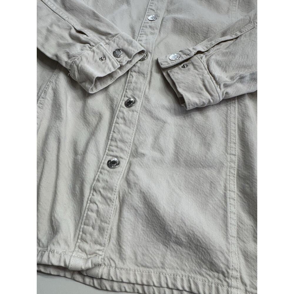 Zara White Denim Mini Dress Women Size Medium Snap Up Collared Cotton - Picture 2 of 6
